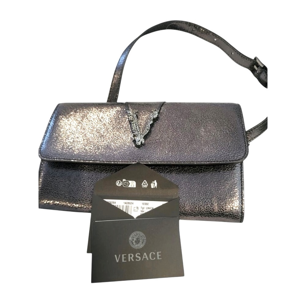 Versace Metallic Leather Virtus Bag – Gunmetal Hardware – NWT with Dust Bag - Picture 11 of 16